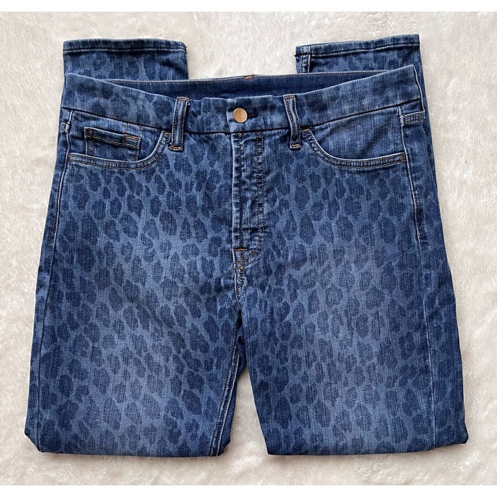 Jen7 7 for All Mankind Ankle Skinny Jeans in NightFall Leopard, Size 10 - Picture 2 of 14